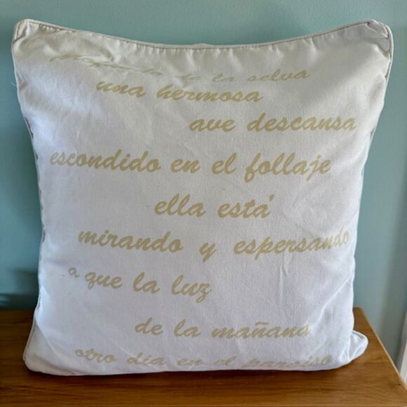 EMBROIDERED BIRD Sanibel Home 20X20 Square Decor Pillow 100% Cotton Cover READ - Picture 2 of 10